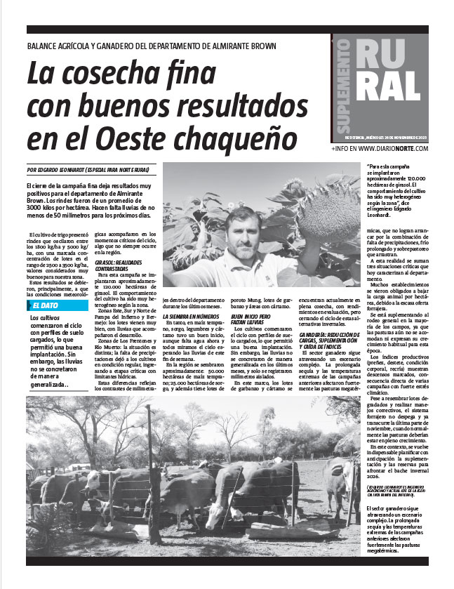 La cosecha fina con buenos resultados en el Oeste chaqueño