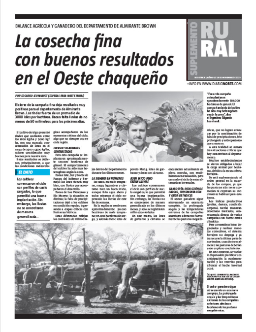 La cosecha fina con buenos resultados en el Oeste chaqueño