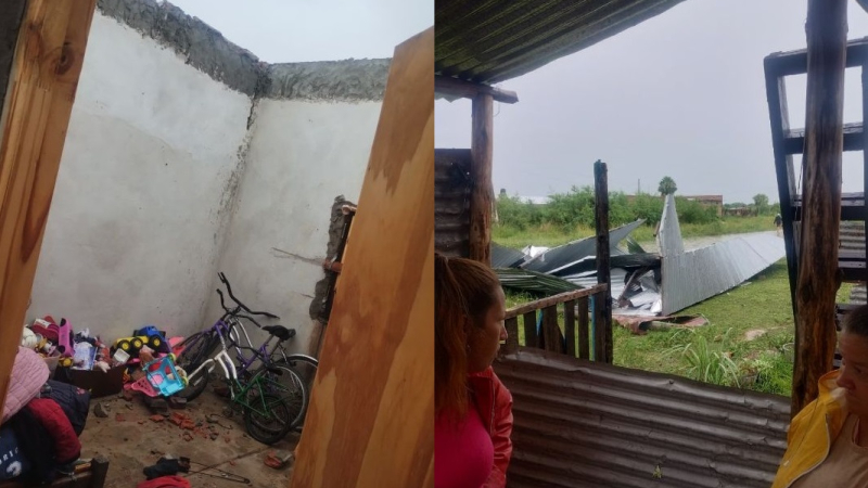 De madrugada, el viento arrancó el techo y se resguardaron bajo la cama