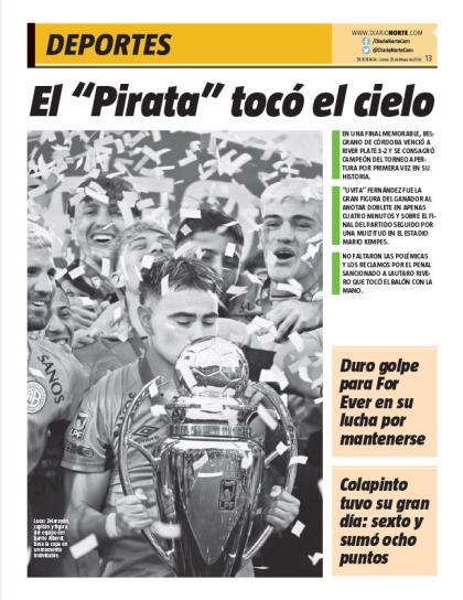 El "Pirata" tocó el cielo
