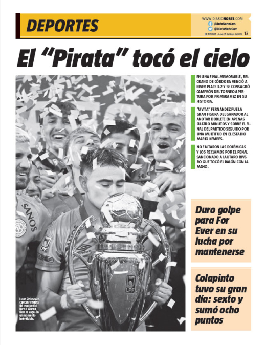 El "Pirata" tocó el cielo