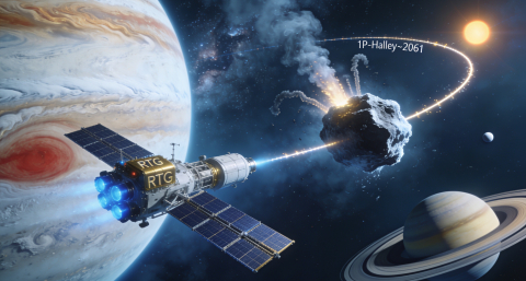 Una misión al Halley pasando por Júpiter y Saturno