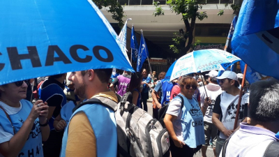 Docentes chaqueños en la protesta en Buenos Aires