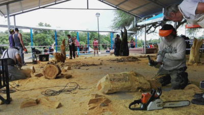 Comenzó el Encuentro Nacional de Escultores “Sinfonía Silvestre” en Villa Río Bermejito