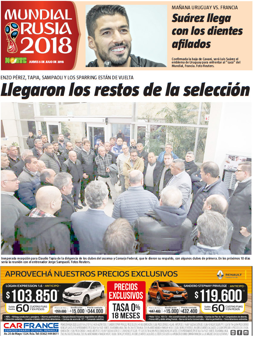 Llegaron los restos de la selección