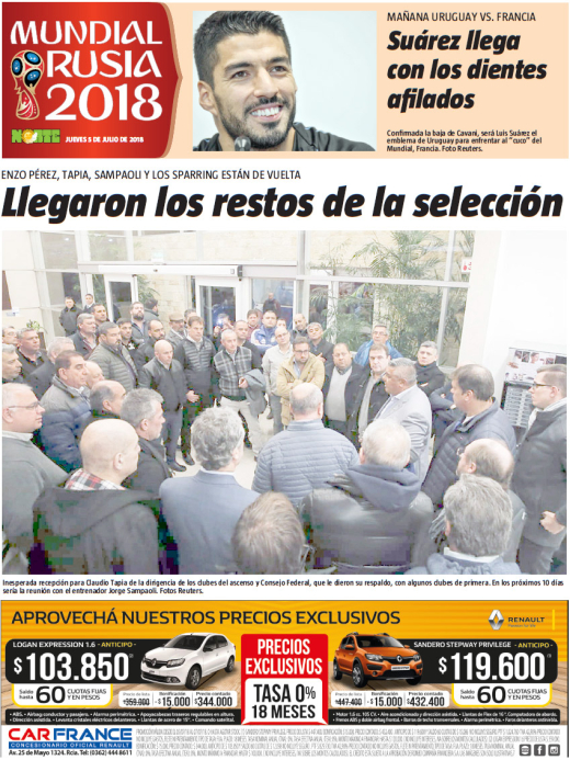 Llegaron los restos de la selección