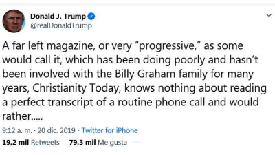 EEUU: publicación evangélica pide que destituyan a Donald Trump