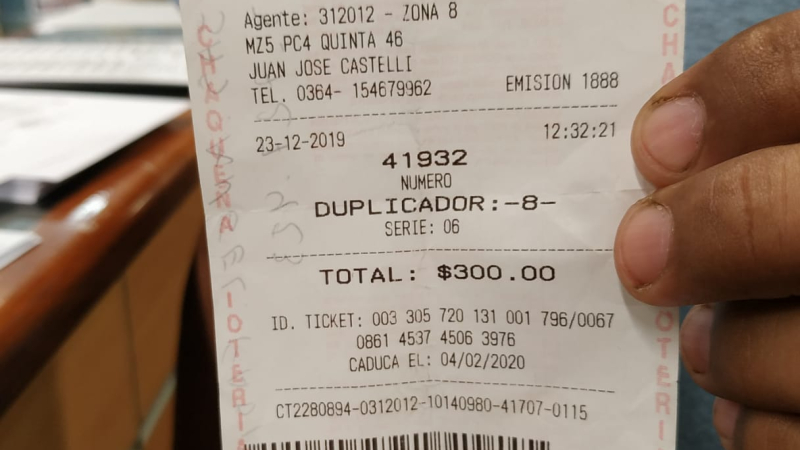 Lotería: jornalero de Castelli ganó 210.000 pesos