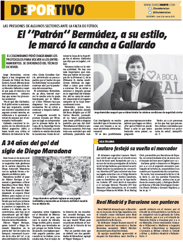 El "Patrón" Bermúdez, a su estilo, le marcó la cancha a Gallardo