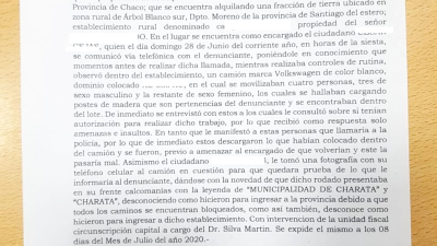 Productor denunció que personas en un camión del Municipio de Charata intentaron llevarse postes de su campo