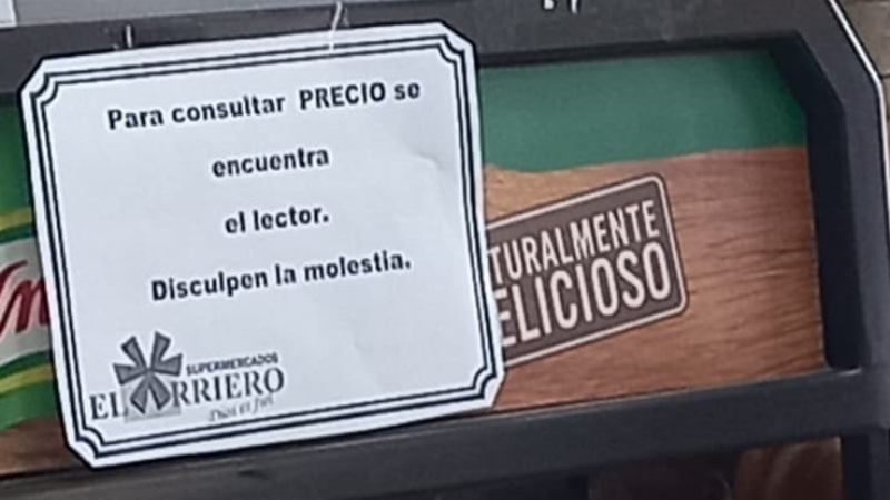 Góndolas sin precios en los supermercados de Sáenz Peña
