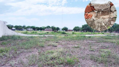 Se derrumbó parte del muro nuevo en el Club Unión de Pampa Alegría