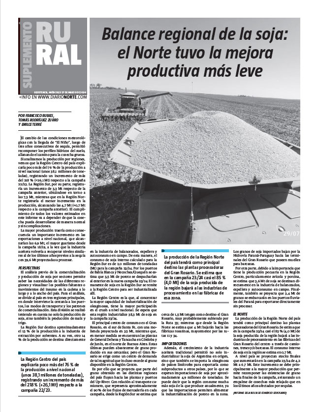 Balance regional de la soja: el Norte tuvo la mejora productiva más leve
