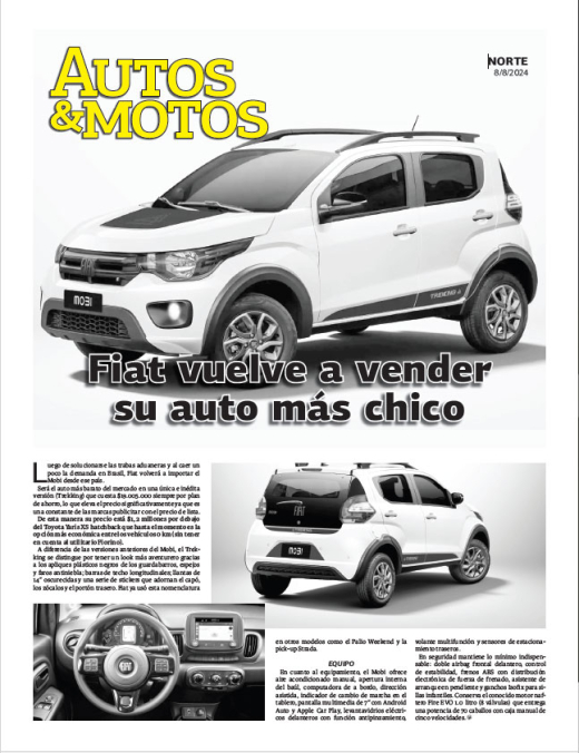 Fiat vuelve a vender su auto más chico