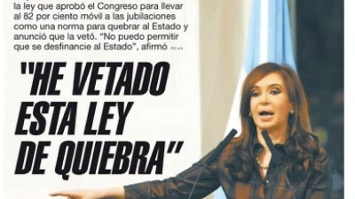 En 2010 Cristina Kirchner vetó el 82% móvil para los jubilados
