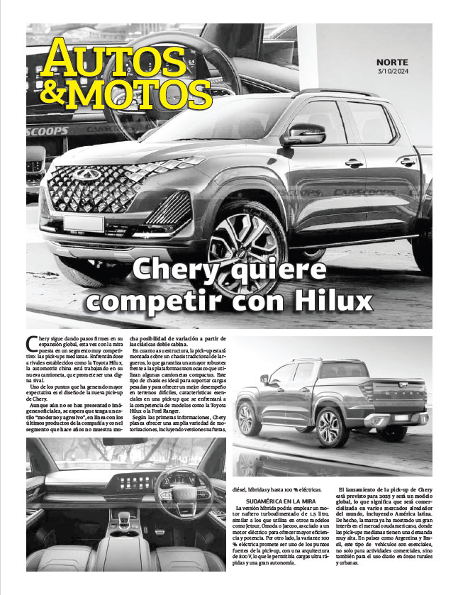 Chery quiere competir con Hilux